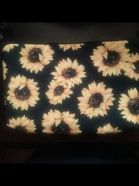 Sunflower Print Cosmetic Bag- Yellow Sunflowers on Black